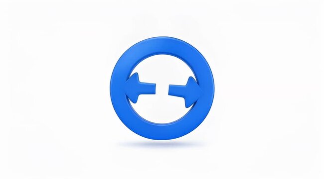Blue Arrows in a Circle Pointing in Opposite Directions on White Background