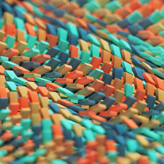 Fototapeta premium Abstract 3D artwork with colorful motion fragments forming poetic digital landscape