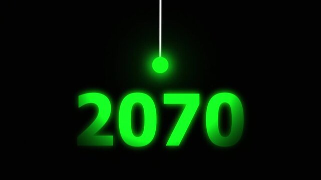Green Idea Lighting Up 2070 &ndash; Futuristic New Year Concept Symbolizing Innovation, Hope, Strategy and Forward Thinking Success.