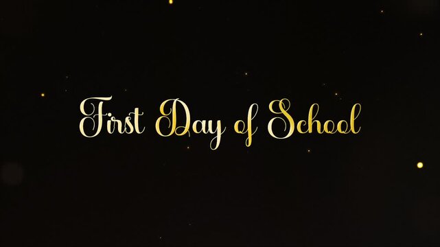 First Day Of School Gold Text Reveal 4K Back To School Title Animation for Education Opening Day Announcement