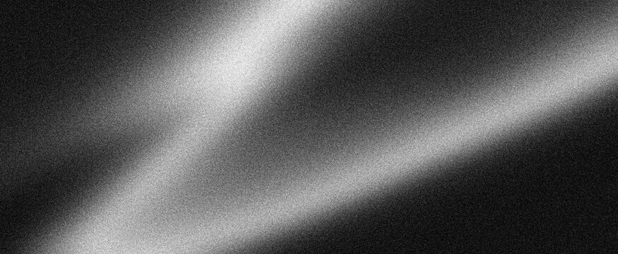 Black grainy background, monochromatic black white noise texture abstract gradient shape, dark header, banner, poster backdrop design