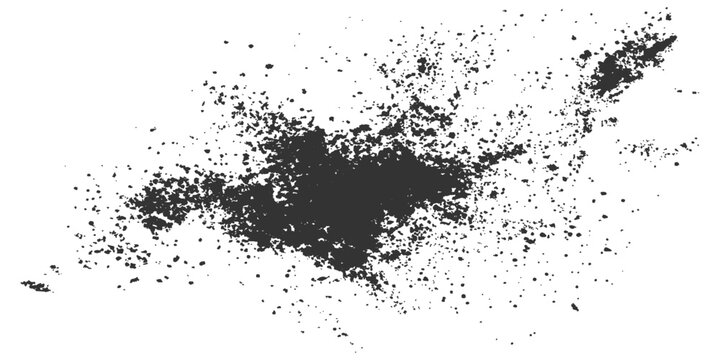 An abstract illustration with textures, textures formed from particles of black ink and spreading on an area.