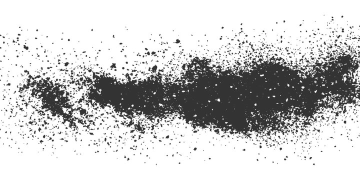 Dark charcoal powder, scattered and clustered. A stark contrast with an elegant form, creates a visual texture and organic feel. 