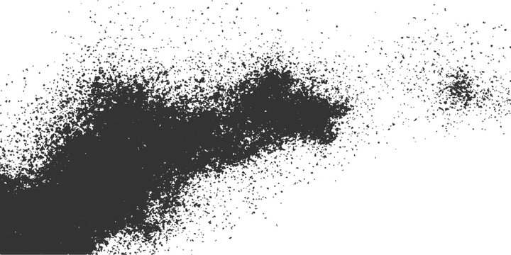 Abstract explosion of black dust particles creating a visually arresting display, evokes dynamic movement.