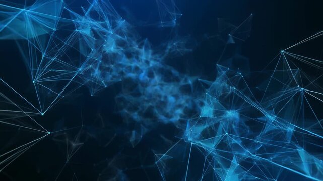 再構築される線状ネットワークが広がる未来的デジタル空間背景