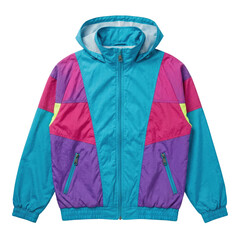 Vintage 90s style colorful hooded windbreaker jacket © BTG