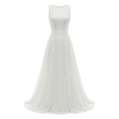 Elegant sleeveless white lace bridal gown