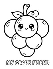 Fototapeta premium Vector illustration of smiling grape character, cartoon fruit