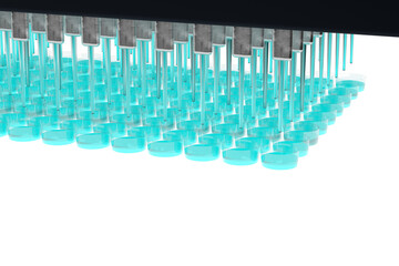 Obraz premium Professional In Vitro Test in Sterile Laboratory. Biotechnology Research and Medical Science Concept 3D illustration.