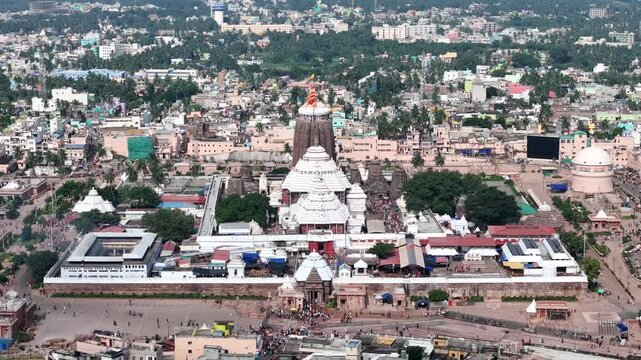 Aerial View of Jagannath Temple Complex in Puri Odisha India