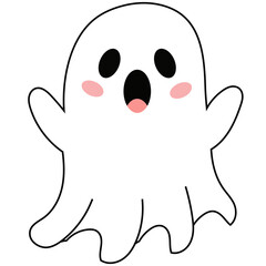 Obraz premium Cute Halloween ghost character isolated on transparent background