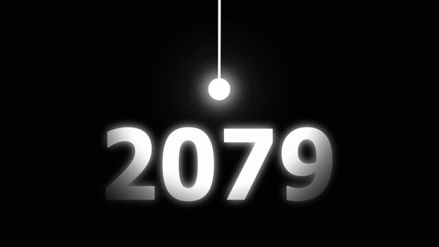 Bright Idea Lighting Up 2079 &ndash; Futuristic New Year Concept Symbolizing Innovation, Hope, Strategy and Forward Thinking Success.