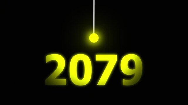 Yellow Idea Lighting Up 2079 &ndash; Futuristic New Year Concept Symbolizing Innovation, Hope, Strategy and Forward Thinking Success.
