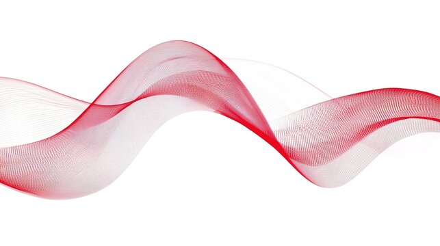 cardiology. Abstract heart rhythm visualization with flowing red lines, representing a minimalist medical concept on white. STEM education sheets.