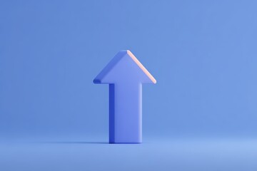 Naklejka premium A blue arrow pointing upwards on a blue background, symbolizing growth and progress.