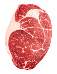 Fototapeta premium Raw Ribeye Steak Cut Isolated on White Background, Detailed Texture