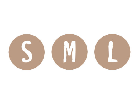 茶色のS,M,Lサイズのアイコンのイラストセット