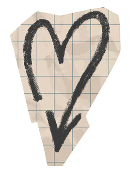 Cut out paper with hand drawn arrow in heart shape