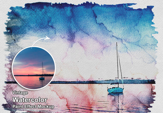 Vintage And Watercolor Paint Effect Mockup