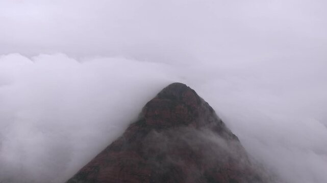 Aerial View of Kondarangi Hills with Rocky Peak and Clouds in Dindigul Tamil Nadu