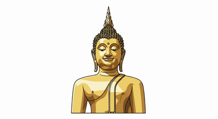 Obraz premium Golden Buddha statue bust with serene expression and ornate headdress