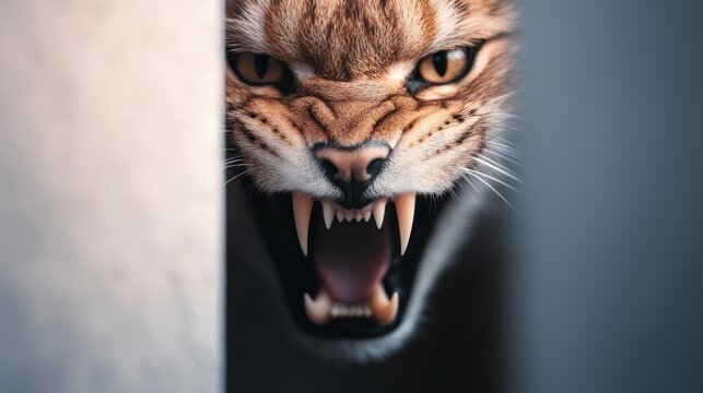 Devil Close up of sharp fangs on a fierce looking wild animal.