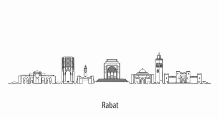 Obraz premium Stylized skyline illustration of distinct Moroccan architectural landmarks