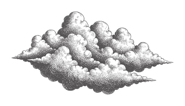 Vintage engraving of cumulonimbus storm clouds