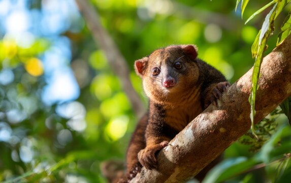 Cuscus Among Dense Jungle Canopy of Irian Jaya, Natural Habitat Scene