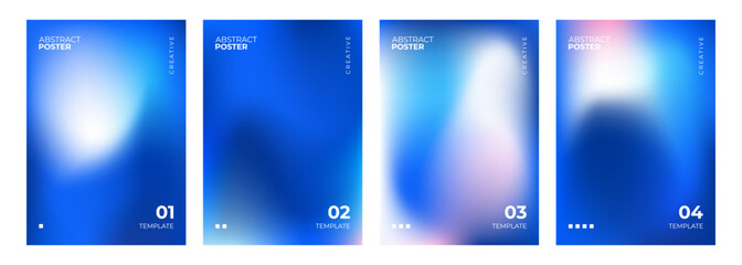 Fototapeta na wymiar Abstract posters. Set of blurred backgrounds. Bright color gradients. Defocused color templates for creative graphic design. Vector illustration.