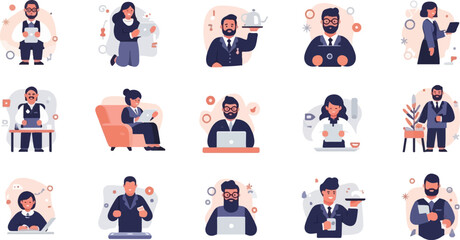 Fototapeta premium Diverse group of professionals working on various tasks with digital devices