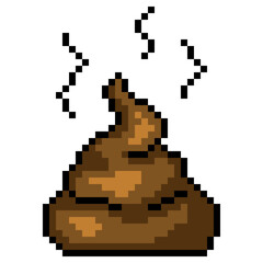 Fototapeta premium Pixel Art Icon Brown Pile of Poop