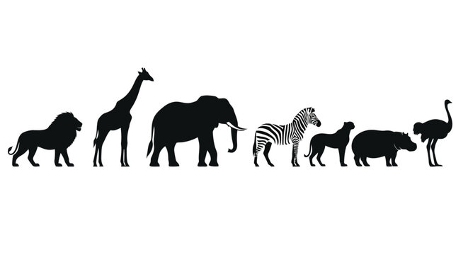 A pixelated image of a giraffe and elephant vector silhouette