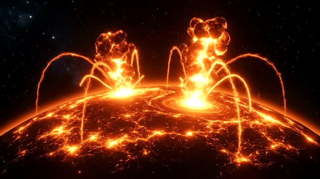 Solar flares on the sun surface.