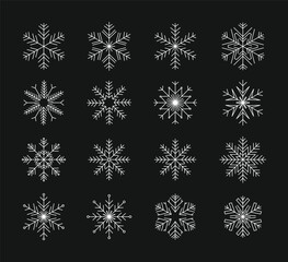 Intricate snowflakes displayed against a dark background Vector, illustration