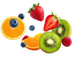 Naklejka premium Fresh fruit mix isolated on transparent background