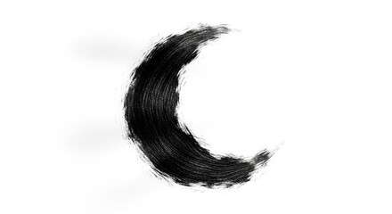 Fototapeta premium Abstract grayscale crescent moon shape, created with a textured brushstroke effect, on white