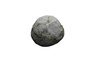 Fototapeta premium Gray rock covered with green moss on a transparent background, natural stone, boulder, mineral, geology, nature element