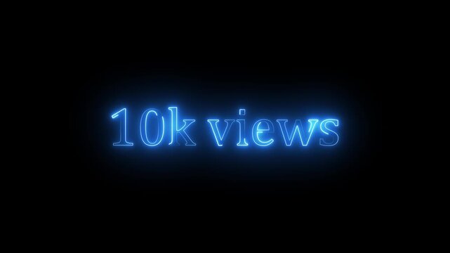 Beautiful Glowing 10k Views Icon Animation Neon Light Style Shiny Social Media Counter Graphic Motion Design Video. 10K Viral Video Views Animation | Eye-Catching Spiral Hypnotic Motion Background | 