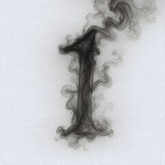 Fototapeta premium Artistic Smoke Number One on White Background