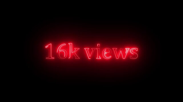 Beautiful Glowing 16k Views Icon Animation Neon Light Style Shiny Social Media Counter Graphic Motion Design Video. 16K Viral Video Views Animation | Eye-Catching Spiral Hypnotic Motion Background | 4