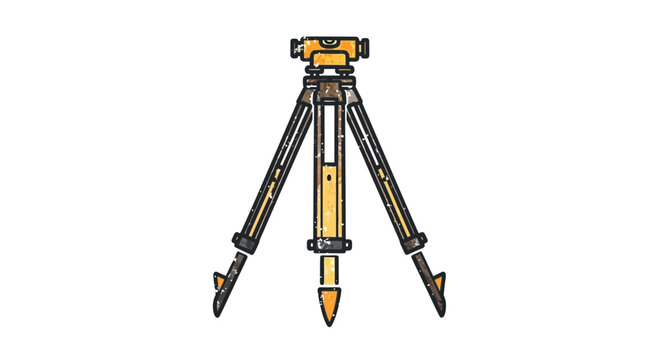 Surveying tripod with leveling instrument on white background