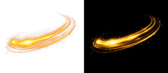 Abstract golden light trails vector background transparent and black © Ontime Rahela