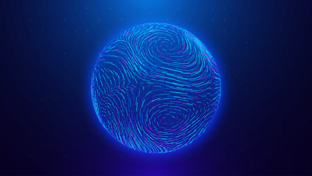 Abstract Earth&rsquo;s Magnetic Field Swirling Globe With Dynamic Data Flow Showing Geophysical Energy Patterns For Climate Science And Space Technology Research. Vector Illustration.