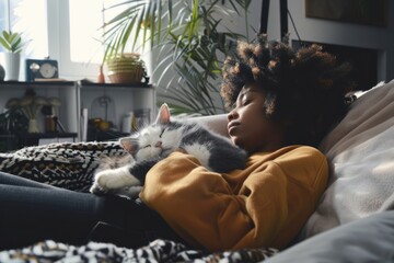 Black woman cat electronics blanket.