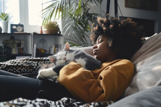 Black woman cat electronics blanket.
