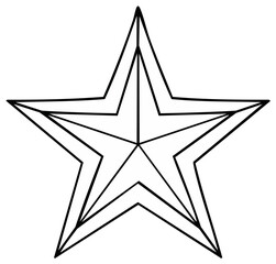 Fototapeta premium Geometric star shape illustration in black and white, celestial design element
