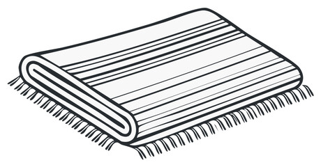 Folded Rug with Striped Pattern and Fringes, Vector Illustration