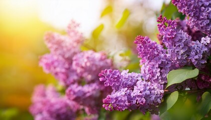 Obraz premium purple lilac flowers blossom in garden spring background