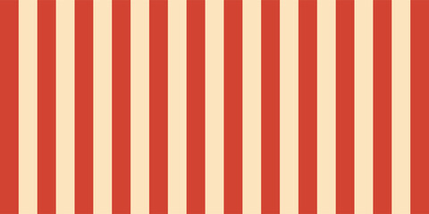 Red and cream striped pattern in circus style vector. Vintage carnival backdrop with vibrant vertical stripes, inspired by retro tent fabric. Seamless festive print for textiles and design. Popcorn pa © ardi